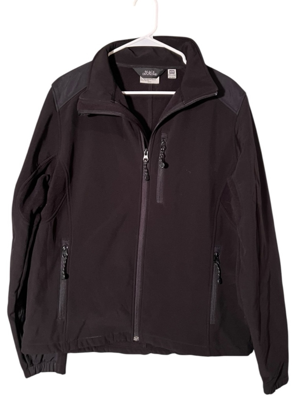 Black Diamond Men's Size Medium Full Zip Softshell Jacket Black Stretch Pockets